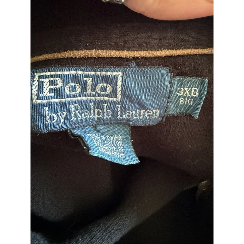 Polo Ralph Lauren Quarter Zip Pullover Rib Knit Sweater Black Mens 3XB